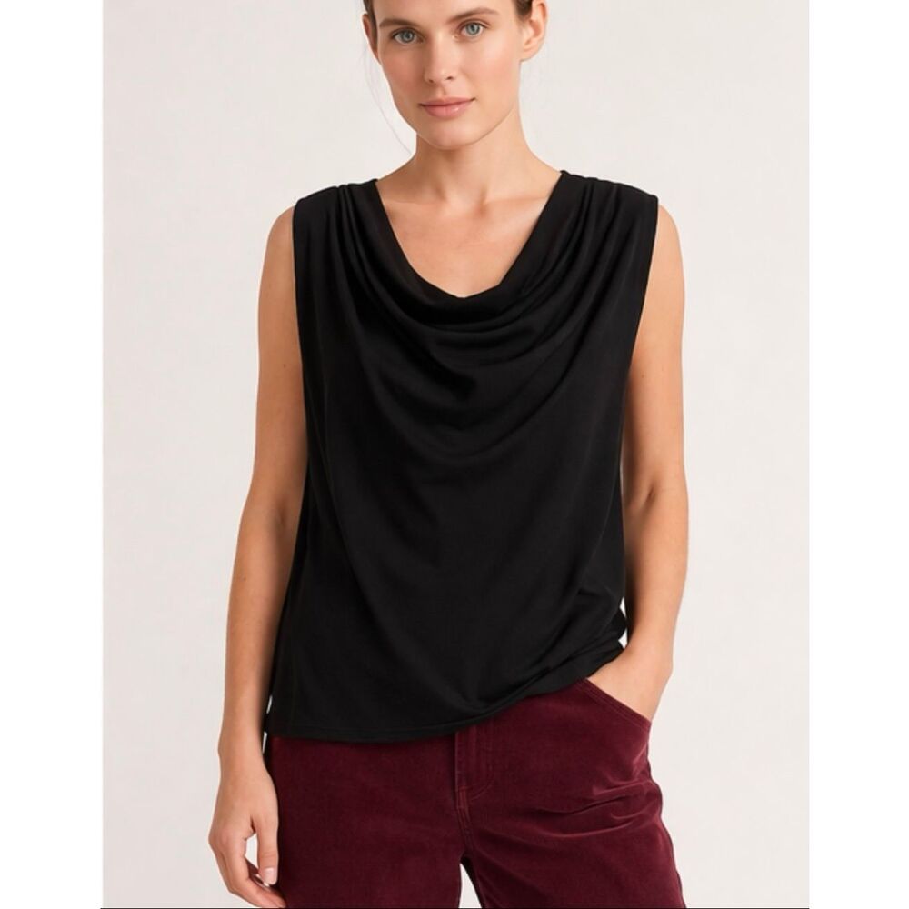 SVOBODA black cowl neck jersey tank size large